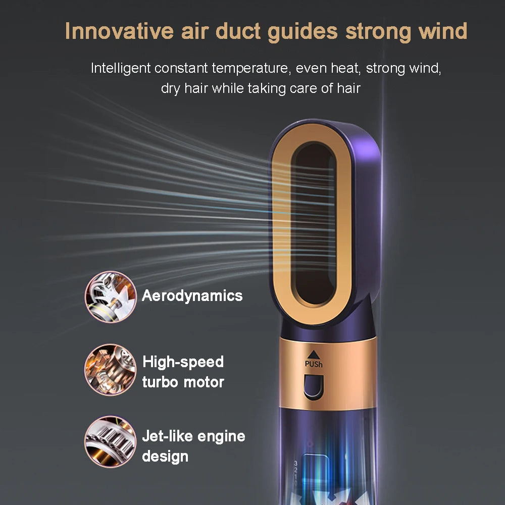 6 in 1 Hair Dryer Brush Detachable Airflow Comb Curler Straightening Brush Heat Control Styler for Smooth Hair