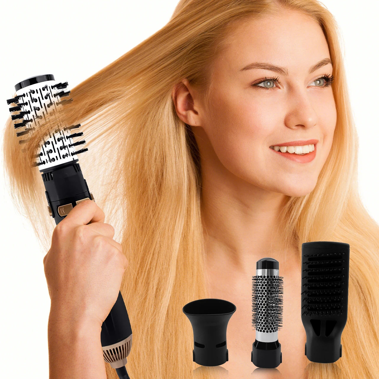 Hatteker EU 4-Head Hot Air Brush Hair Dryer Strong