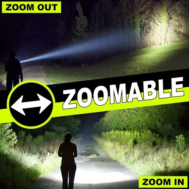 50000000LM High Strong Power LED Flashlights Tactical Torch Display Light USB Charging