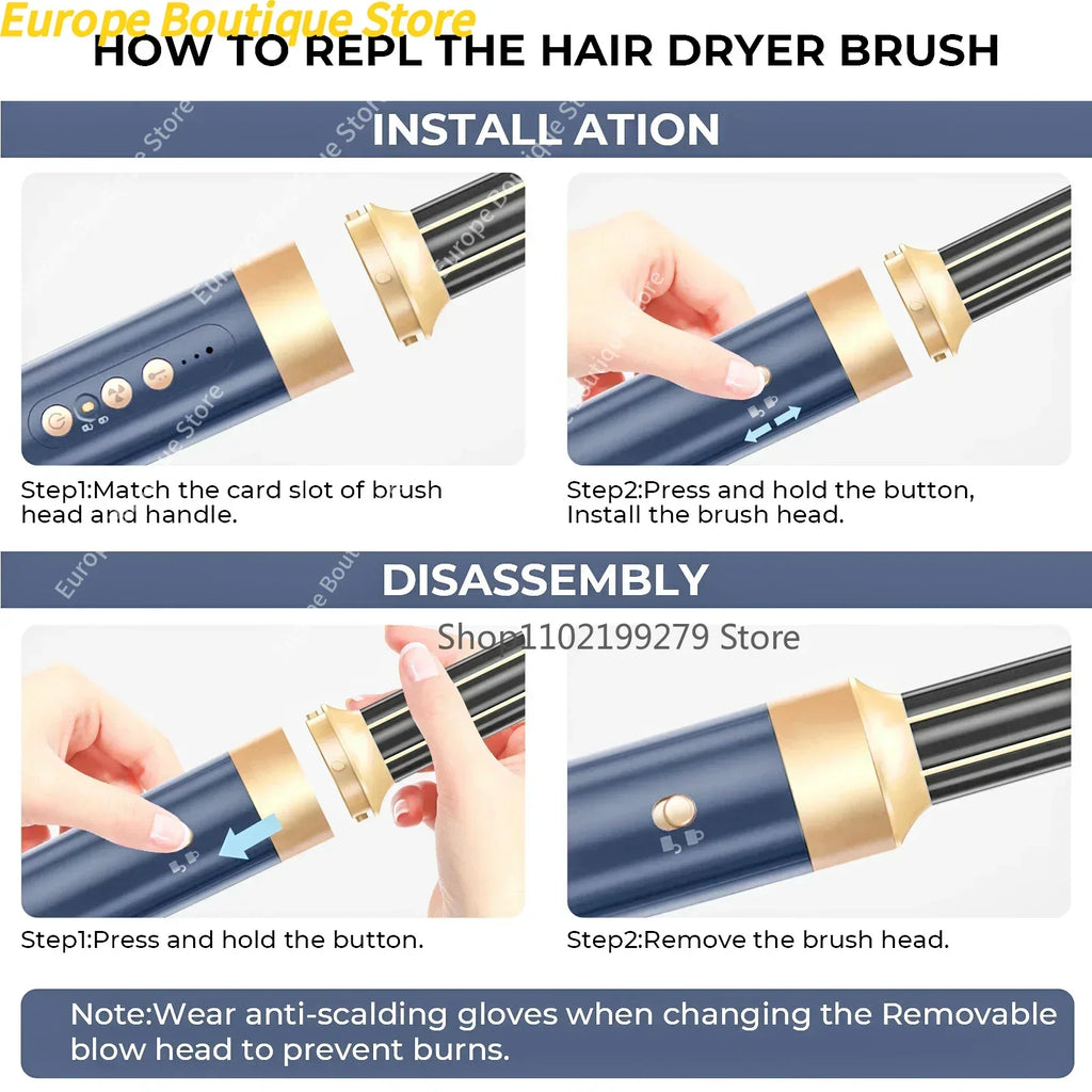7 In 1 Hair Dryer Brush Brushless High Speed Hair Dryer with Diffuser