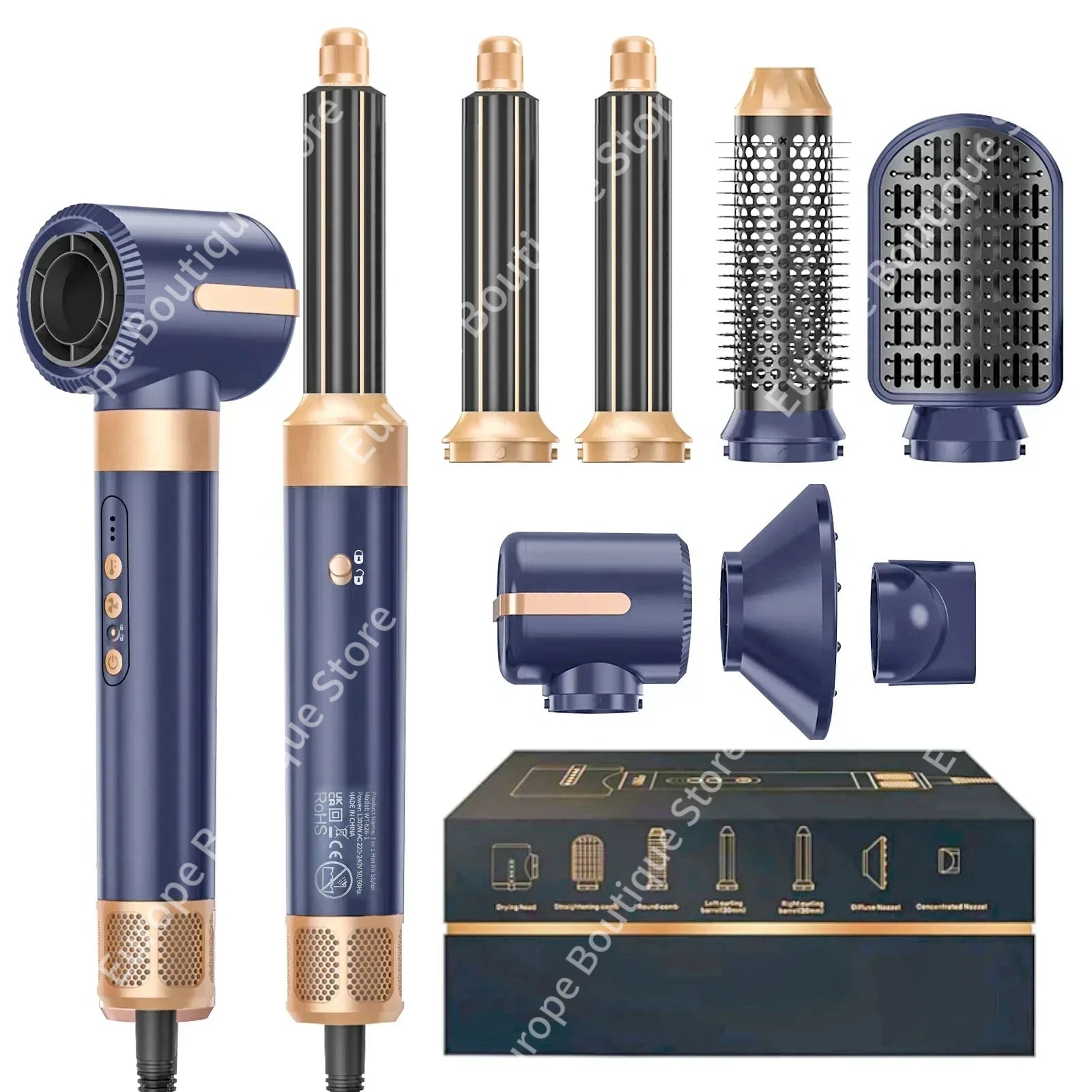 7 In 1 Hair Dryer Brush Brushless High Speed Hair Dryer with Diffuser