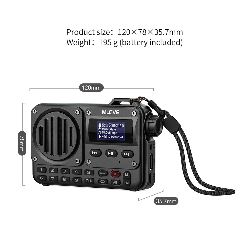 MLOVE BV800 Super-Portable Bluetooth Speaker with FM Radio