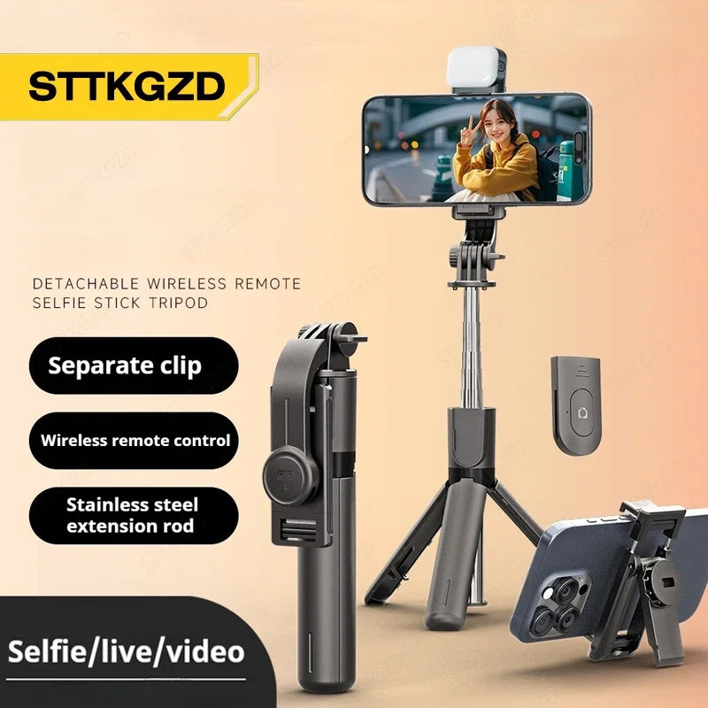 Portable Mini Selfie Stick Tripod  Bluetooth Remote For Live Broadcast