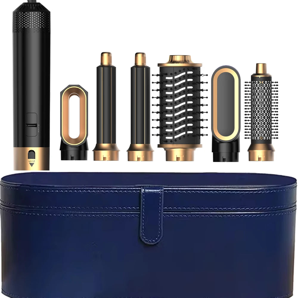 6 in 1 Hair Dryer Brush Detachable Airflow Comb Curler Straightening Brush Heat Control Styler for Smooth Hair