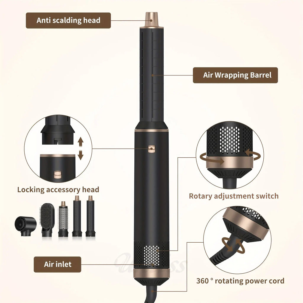 Hair Dryer Brush 5 in 1 Blow Dryer Brush Negative Ionic Hot Air Brush Electric Hair Dryer with Comb for Fast Drying Curling