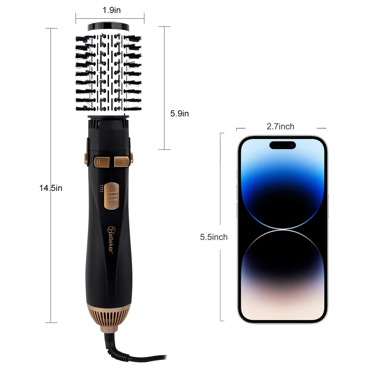 Hatteker EU 4-Head Hot Air Brush Hair Dryer Strong