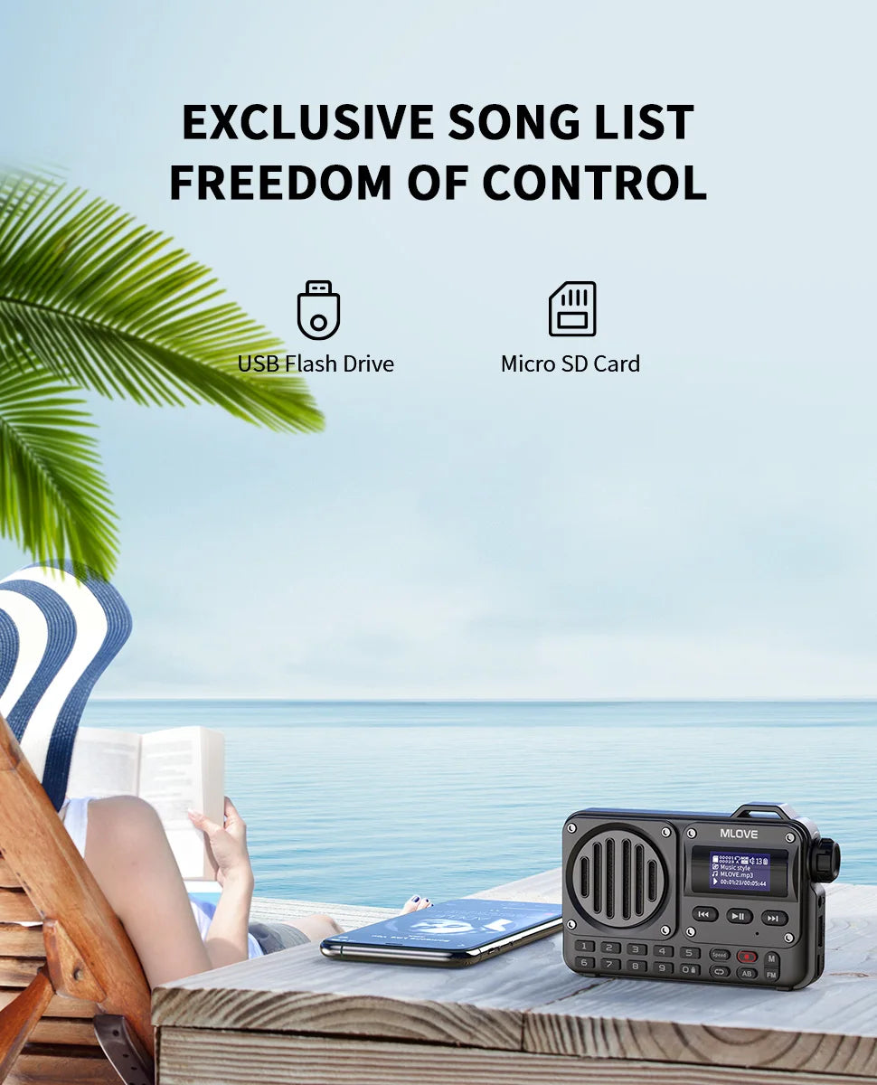 MLOVE BV800 Super-Portable Bluetooth Speaker with FM Radio