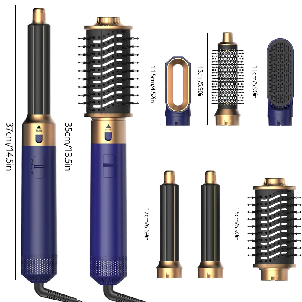 6 in 1 Hair Dryer Brush Detachable Airflow Comb Curler Straightening Brush Heat Control Styler for Smooth Hair