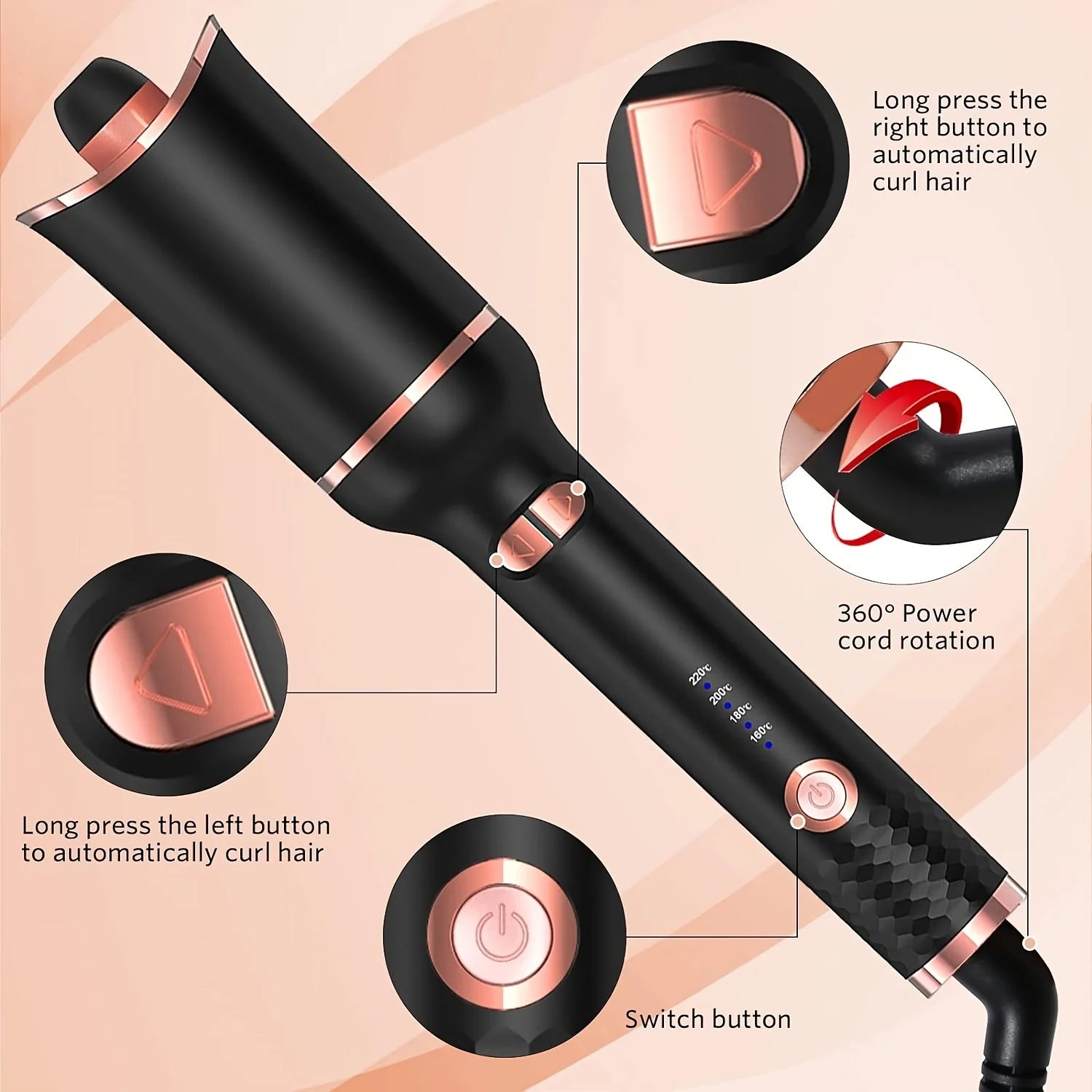 Automatic Hair Curler Auto Hair Curling Iron Ceramic Rotating